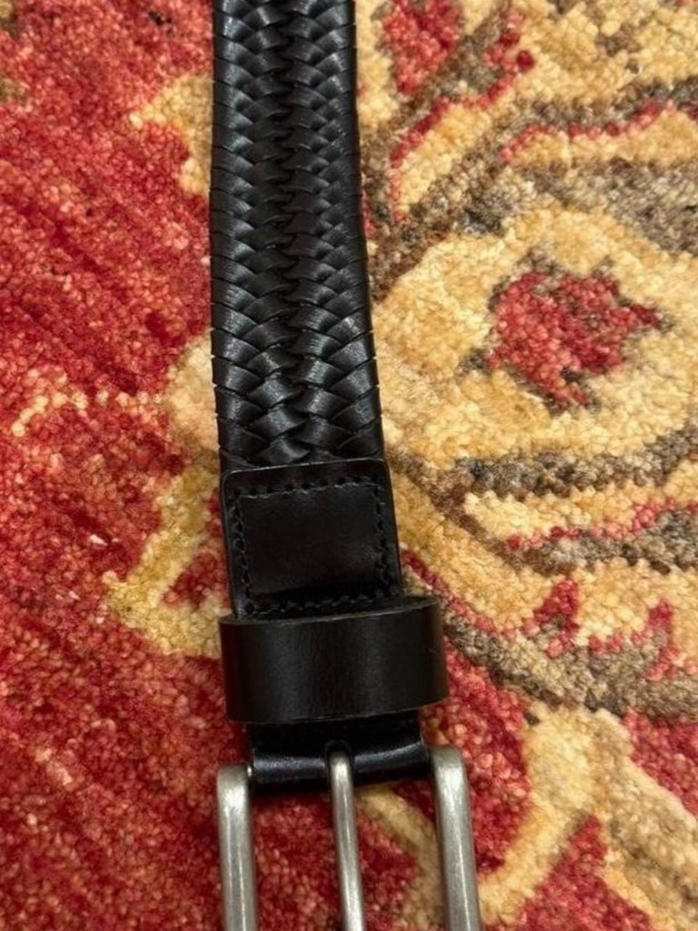 Black Weaved Leather Belt